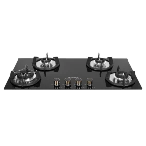 Faber HOB SUPERIA HT904 BR AI N | 4 Burner Built-In Gas Hob | Auto Ignition | Brass Burners | Toughened Glass Top | Premium Black Finish