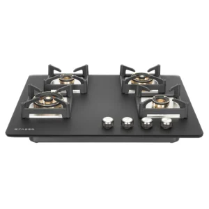 Faber HOB BELLA HT 704 BR AI | 4 Burner Built-In Gas Hob | Auto Ignition | Toughened Glass Top | Premium Black Finish