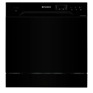 Faber FFSD 6PR 8S Ace Black | 8 Place Setting Dishwasher | 6 Wash Programs | Compact Freestanding Dishwasher | Black Finish