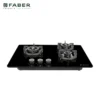 Faber HOB EXPERIA HT 703 ALU AI | 3 Burner Built-In Gas Hob | Auto Ignition | Toughened Glass Top | Premium Black Finish
