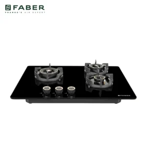 Faber HOB EXPERIA HT 703 ALU AI | 3 Burner Built-In Gas Hob | Auto Ignition | Toughened Glass Top | Premium Black Finish