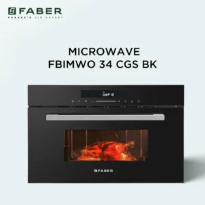 Faber FBIMWO 34 CGS BK | 34L Built-In Microwave Oven | Convection, Grill & Solo Functions | Black Glass Finish