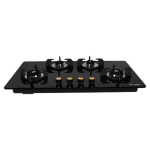 Faber HOB MAXUS HT904 CRS BR CI AI | 4 Burner Built-In Gas Hob | Auto Ignition | Brass Burners | Toughened Glass Top | Premium Black Finish
