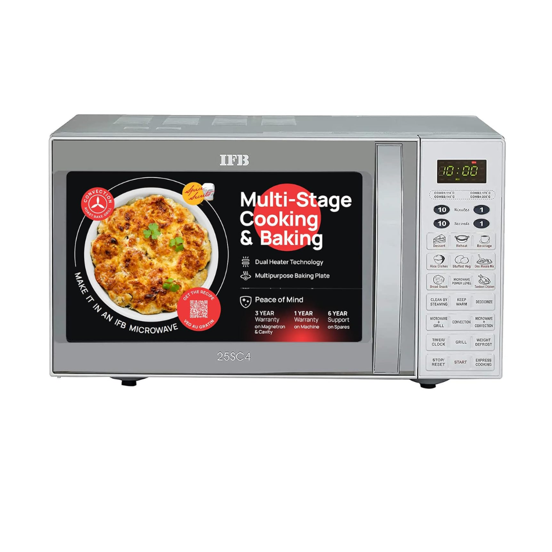 IFB 25 L Microwave Conventional Oven (25SC4, Metallic Silver, With Starter Kit)