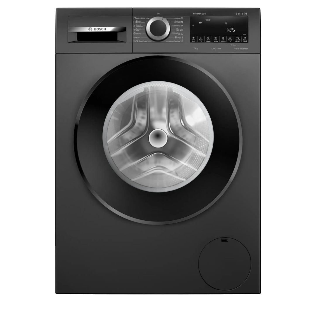 Bosch 7 kg 5 Star Fully-Automatic Front Loading Washing Machine (WGA12208IN, Black Grey,Anti Wrinkle, In-Built Heater)