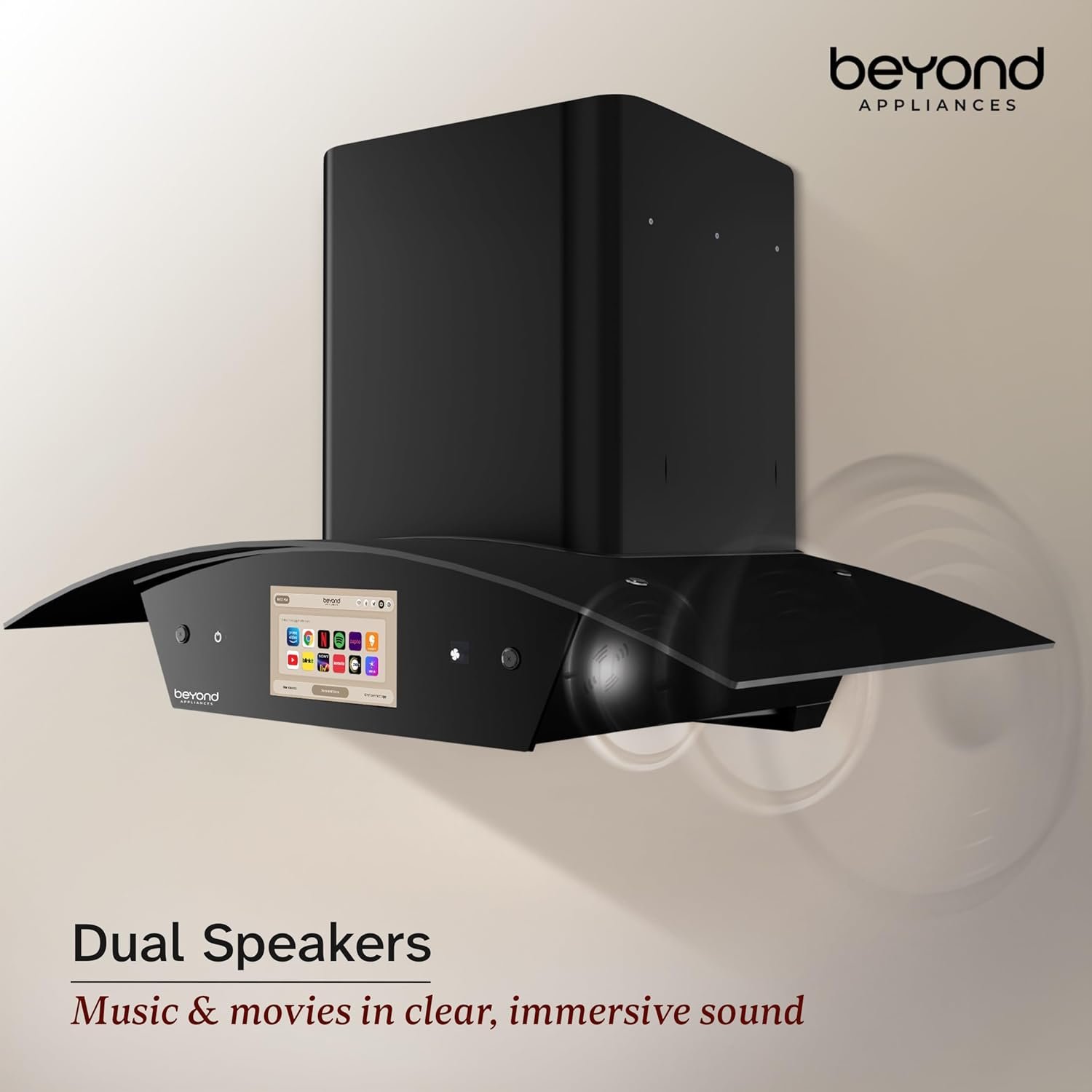 Beyond Asteria 90 Smart Kitchen Chimney | 90 cm | Powerful Suction | Auto Clean | Touch Control | Premium Black Glass - Image 2