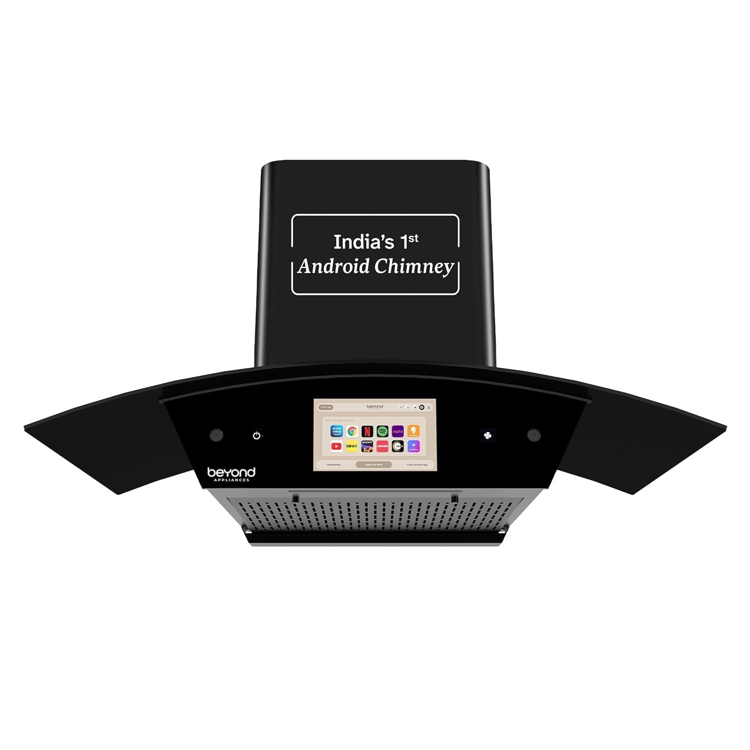 Beyond Asteria 90 Smart Kitchen Chimney | 90 cm | Powerful Suction | Auto Clean | Touch Control | Premium Black Glass