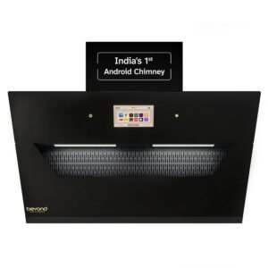 Beyond Eris 90 Smart Kitchen Chimney | 90 cm | 1408 CMH Suction | Filterless Auto Clean | Android Smart Display | Chef Connect | Black