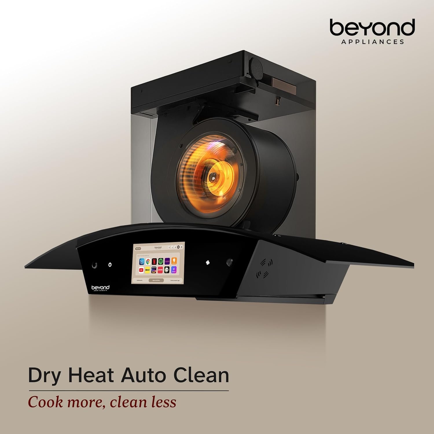 Beyond Asteria 90 Smart Kitchen Chimney | 90 cm | Powerful Suction | Auto Clean | Touch Control | Premium Black Glass - Image 3
