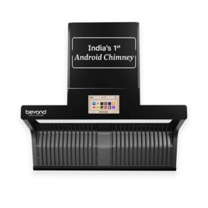 Beyond Appliances Orion 90 Smart Android Kitchen Chimney | 90 cm | 1600 m³/hr Suction | Auto Clean | Smart Display | Black Glass