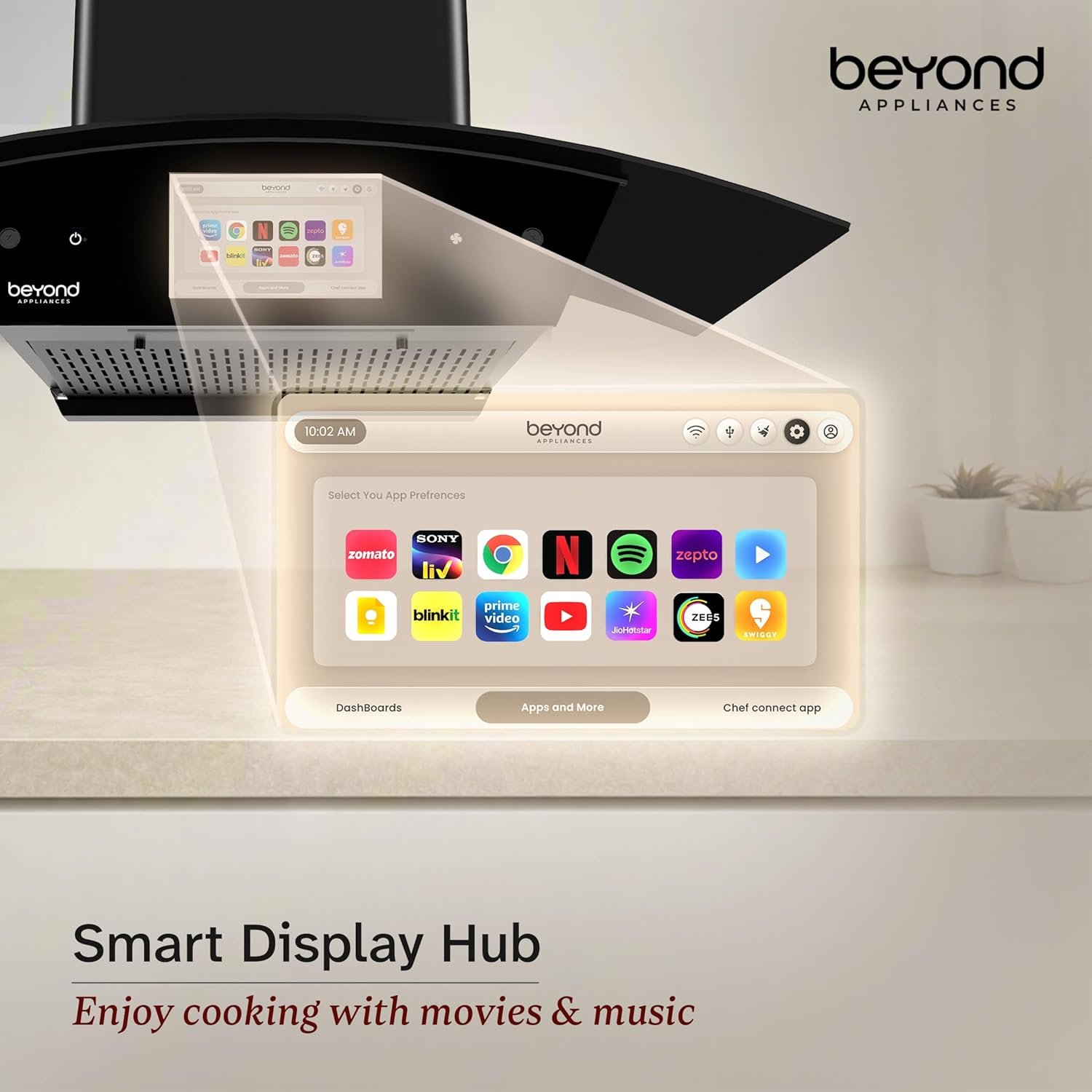 Beyond Asteria 90 Smart Kitchen Chimney | 90 cm | Powerful Suction | Auto Clean | Touch Control | Premium Black Glass - Image 7