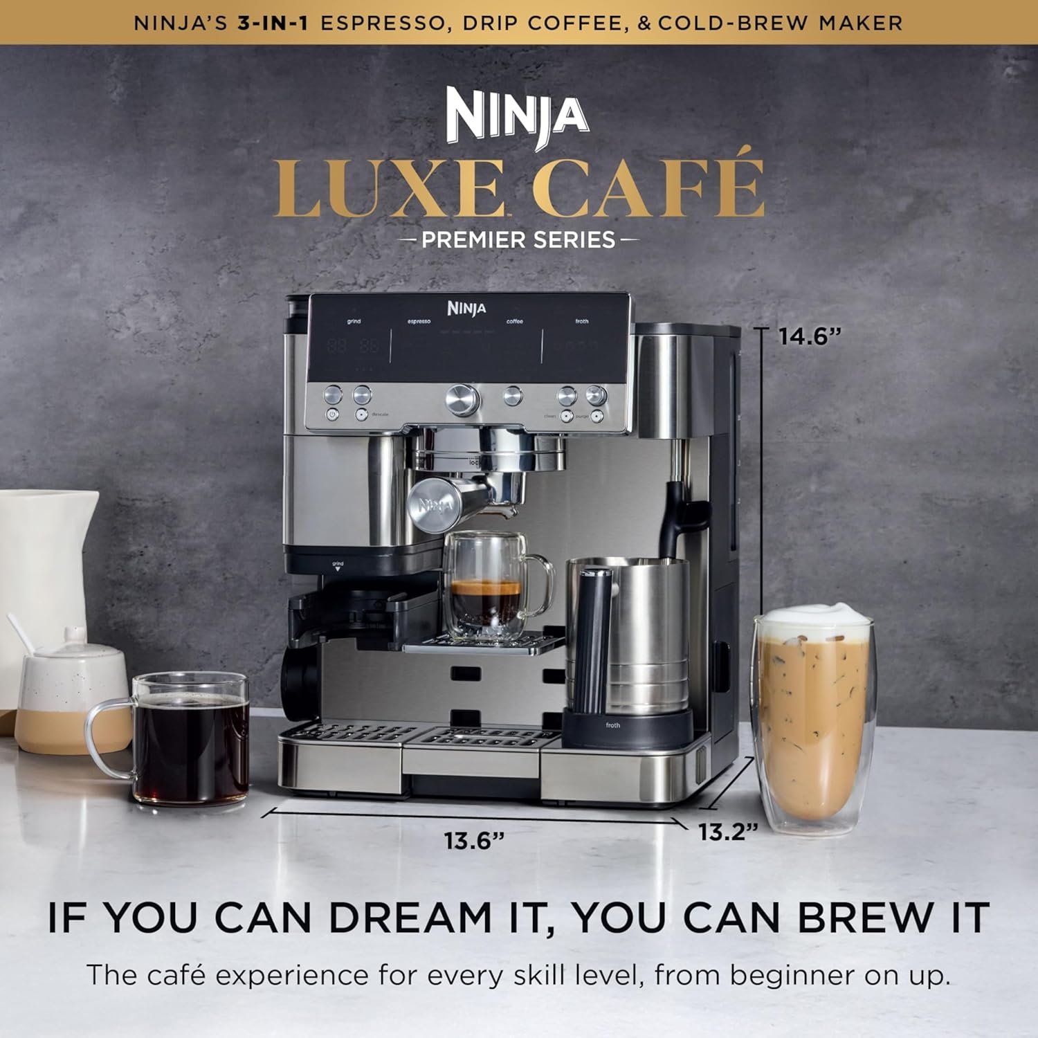Ninja Luxe Café Premier Series ES701 Espresso, Drip Coffee & Cold Brew Machine with Built-in Grinder - Image 6