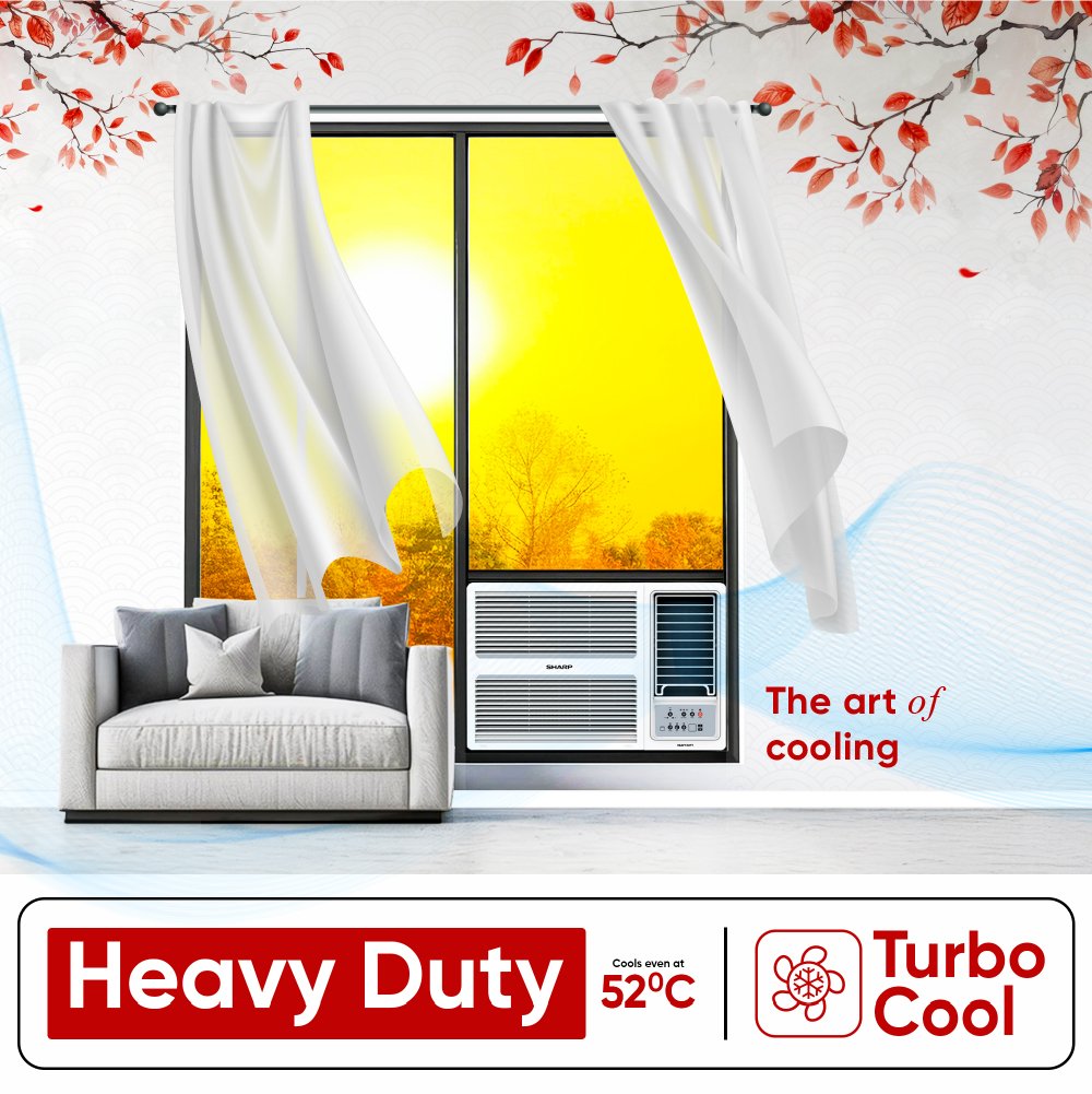 SHARP 1.5 Ton 3 Star Fixed Speed Window AC with Blue Coating (AF-WA18F3X-SCN) - Image 9