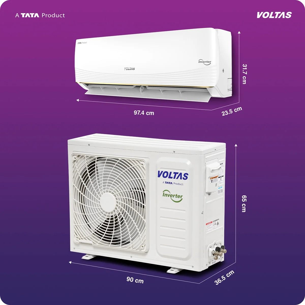 Voltas Split Air Conditioner, 1.5 Ton, 5 Star - 185INV Vertis AI Zest Gold - Image 3