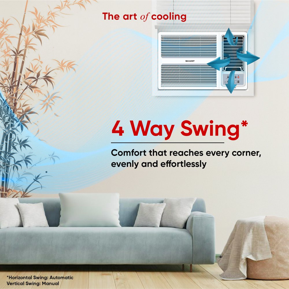 SHARP 1.5 Ton 3 Star Fixed Speed Window AC with Blue Coating (AF-WA18F3X-SCN) - Image 8
