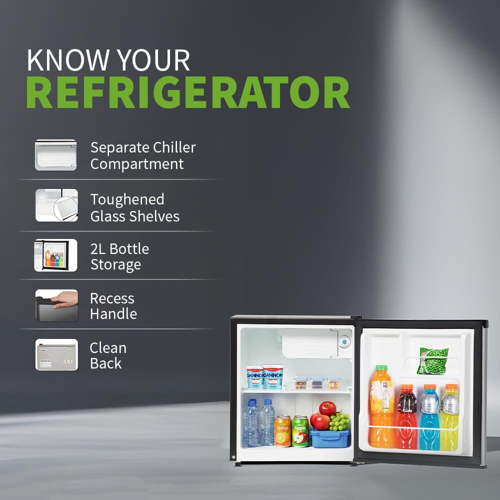 SHARP 50L 2 Star Single Door Mini Refrigerator with Toughened Glass (SJ-MRW055N3-PSS) - Image 6