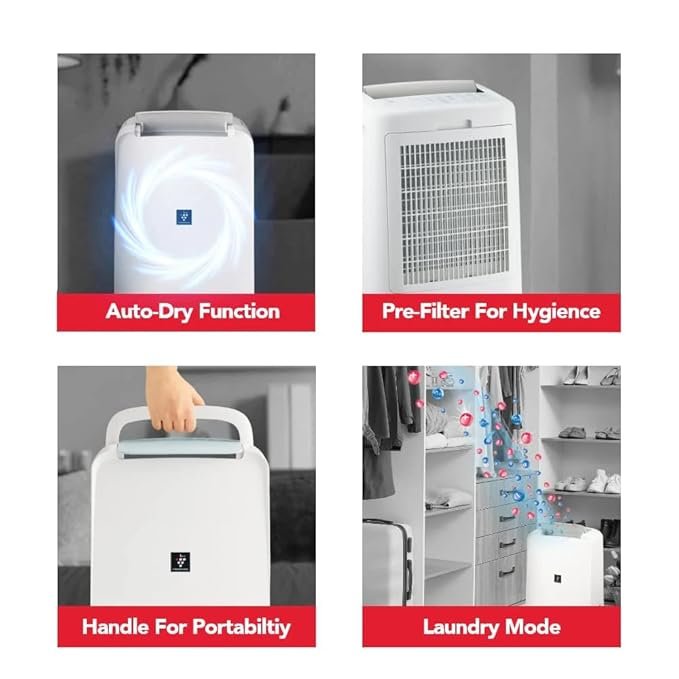 SHARP Electric Home Dehumidifier with Plasmacluster Tech (DW-P10M-W) - Image 5