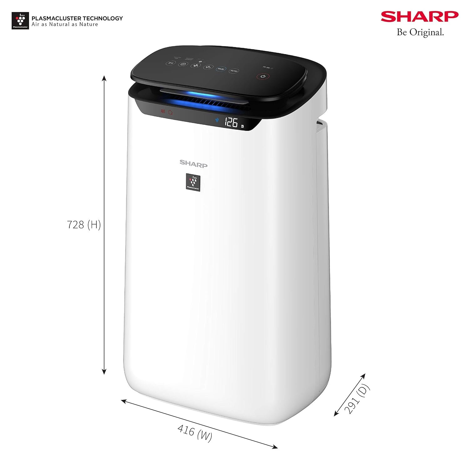 SHARP Wi-Fi Air Purifier with Plasmacluster Tech for Home & Office (FP-J60M-W) - Image 2