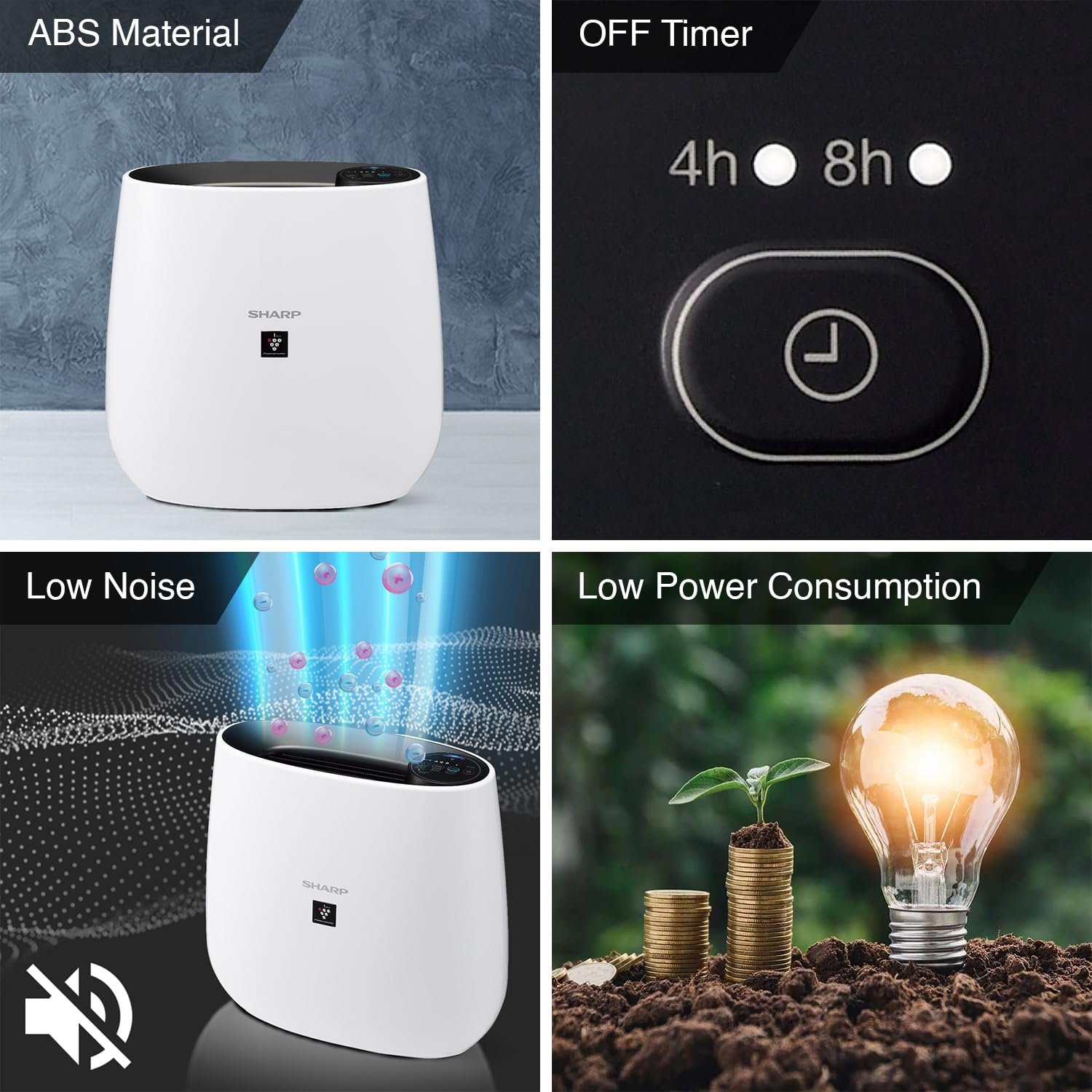 SHARP Air Purifier with Plasmacluster Tech for Home & Office (FP-J30M-W) - Image 2