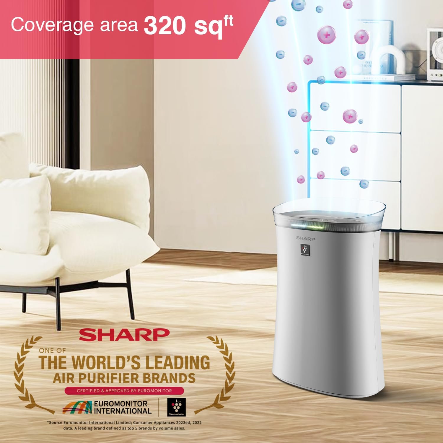 SHARP Air Purifier with Plasmacluster Tech for Home & Office (FP-F40E-W) - Image 7