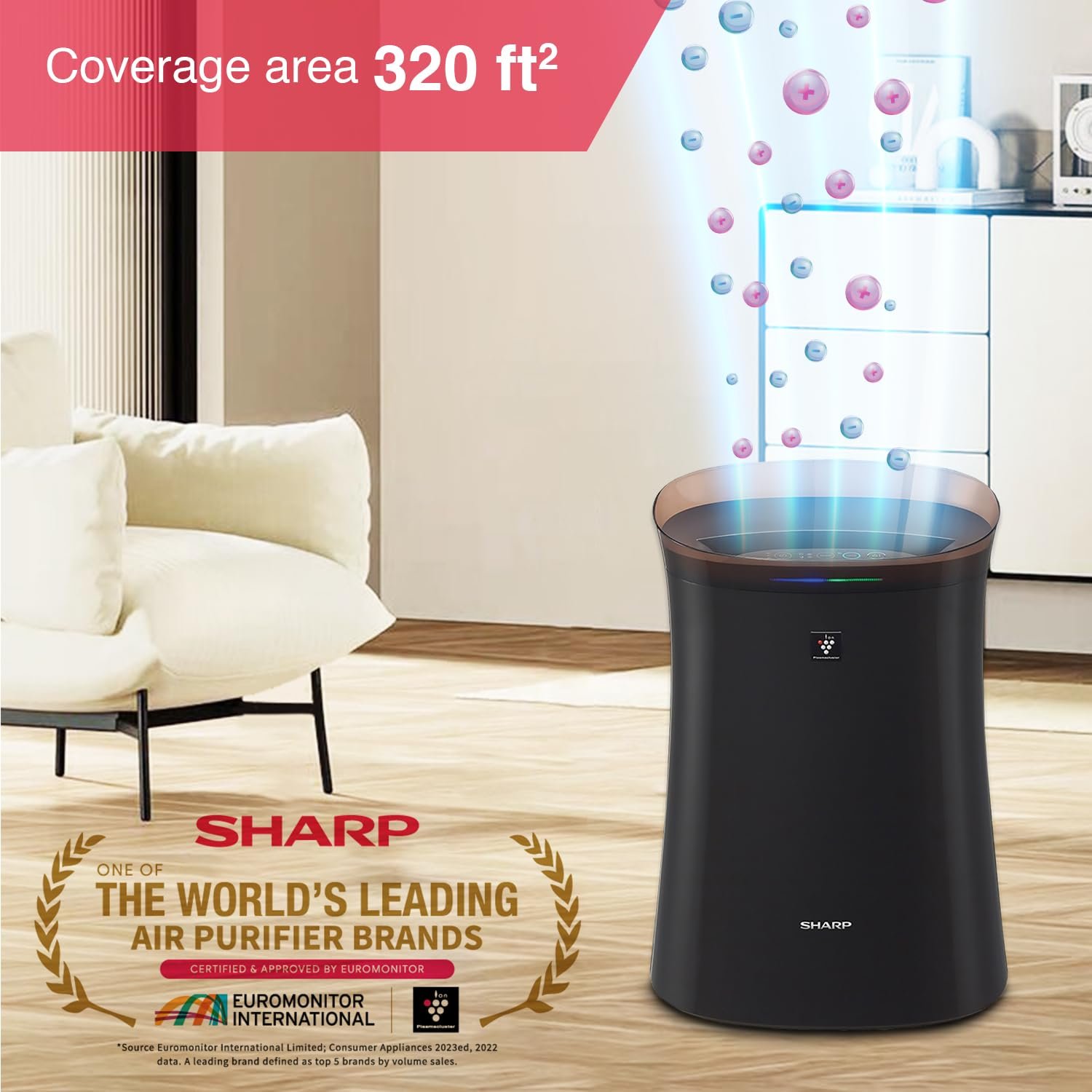 SHARP Air Purifier with Plasmacluster Tech for Home & Office (FP-F40E-T) - Image 5