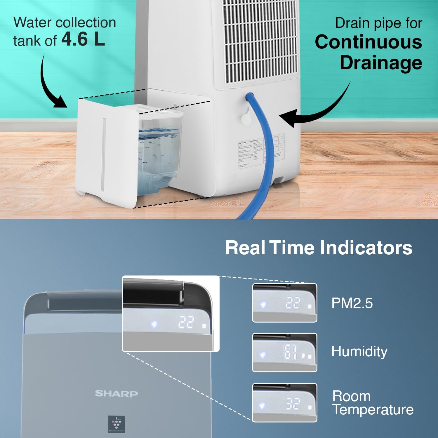 SHARP Dehumidifier & Air Purifier with Plasmacluster Tech (DW-J27FM-S) - Image 3