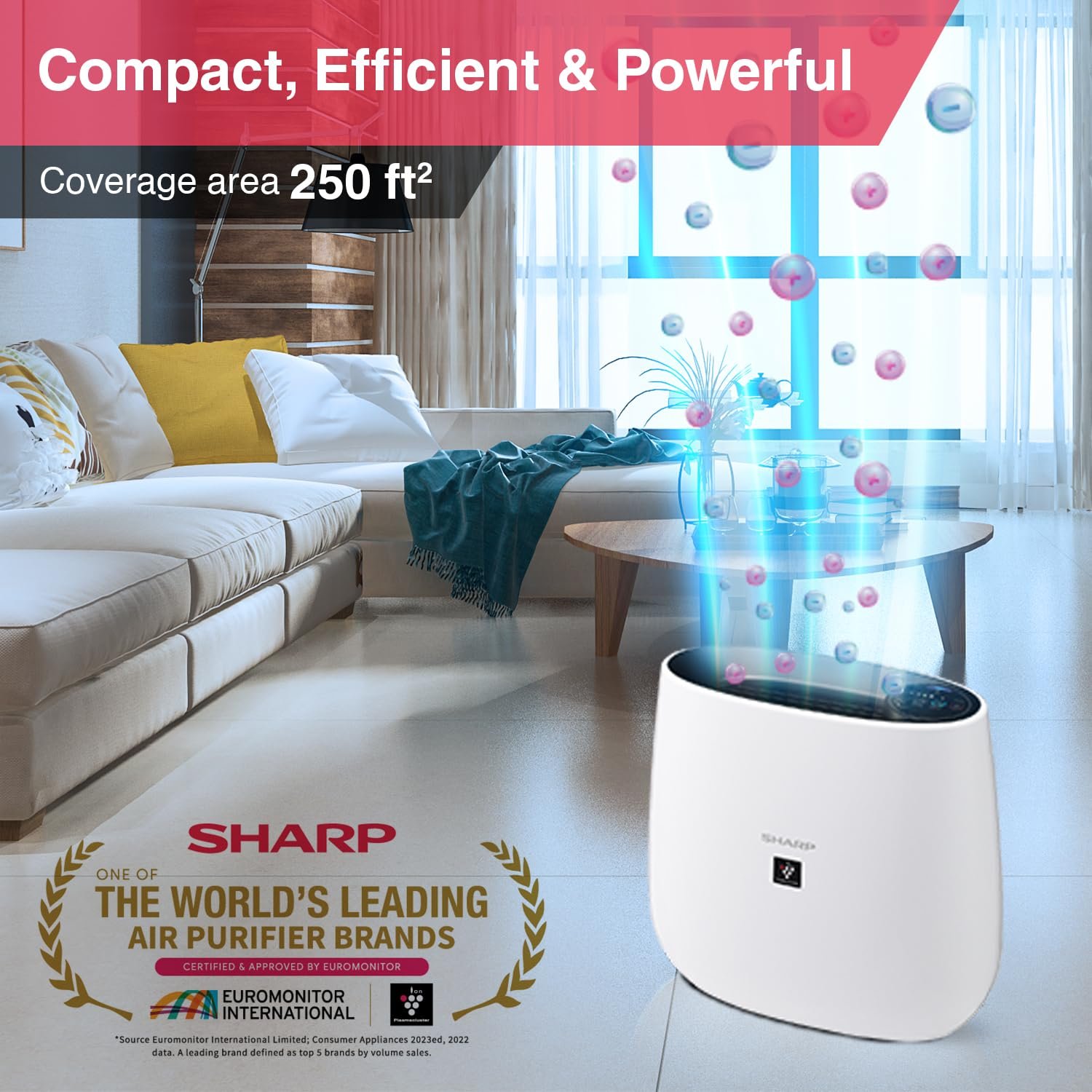 SHARP Air Purifier with Plasmacluster Tech for Home & Office (FP-J30M-W) - Image 6