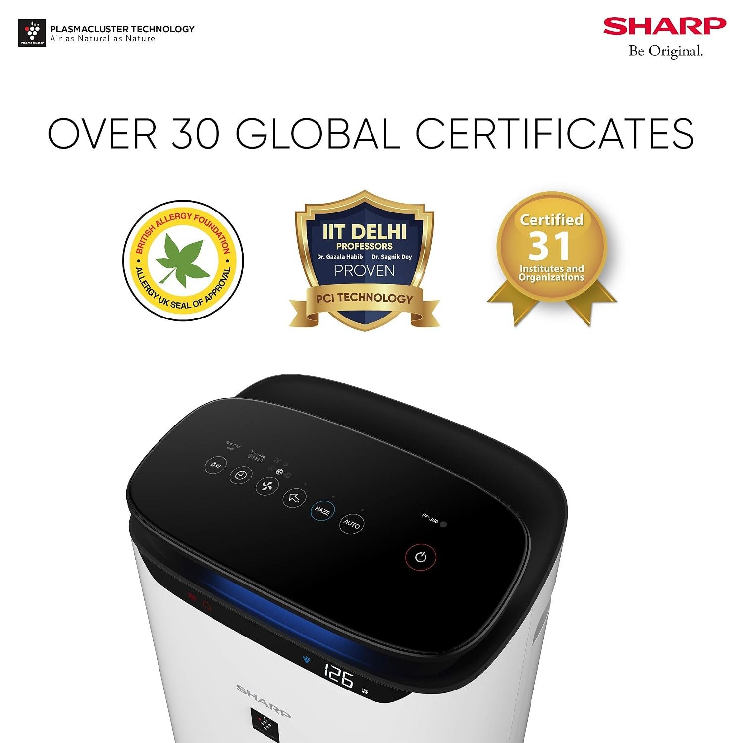 SHARP Wi-Fi Air Purifier with Plasmacluster Tech for Home & Office (FP-J60M-W) - Image 6