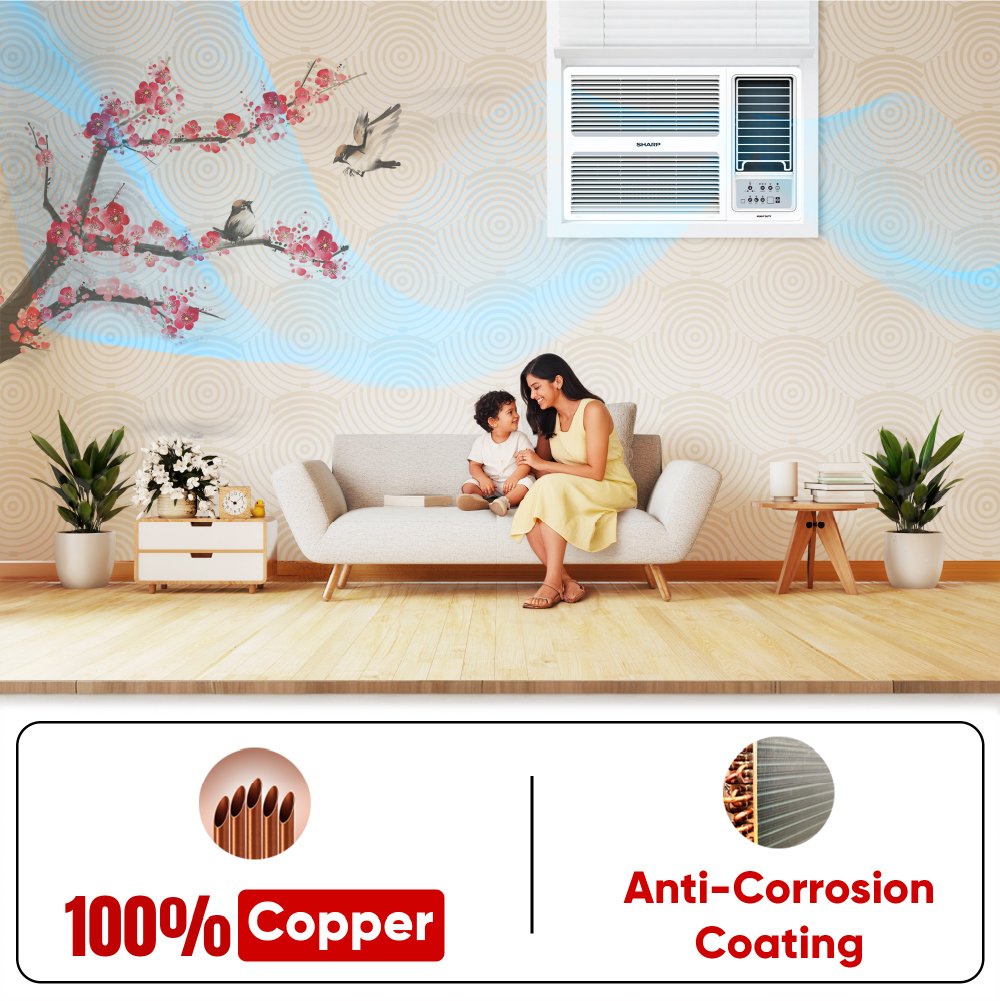 SHARP 1.5 Ton 3 Star Fixed Speed Window AC with Blue Coating (AF-WA18F3X-SCN) - Image 5