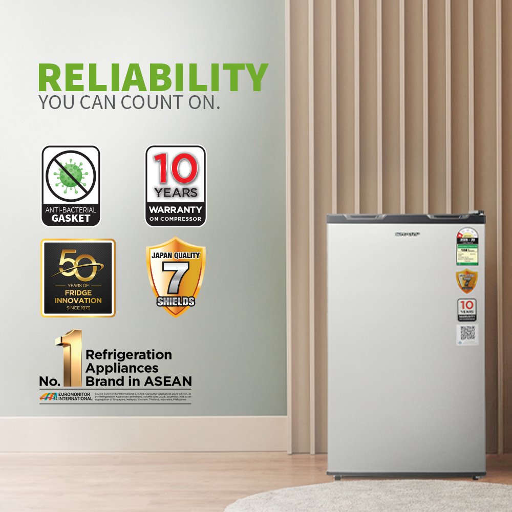 SHARP 92L 1 Star Single Door Refrigerator with Vegetable Box (SJ-MRW101N2-PSS) - Image 5