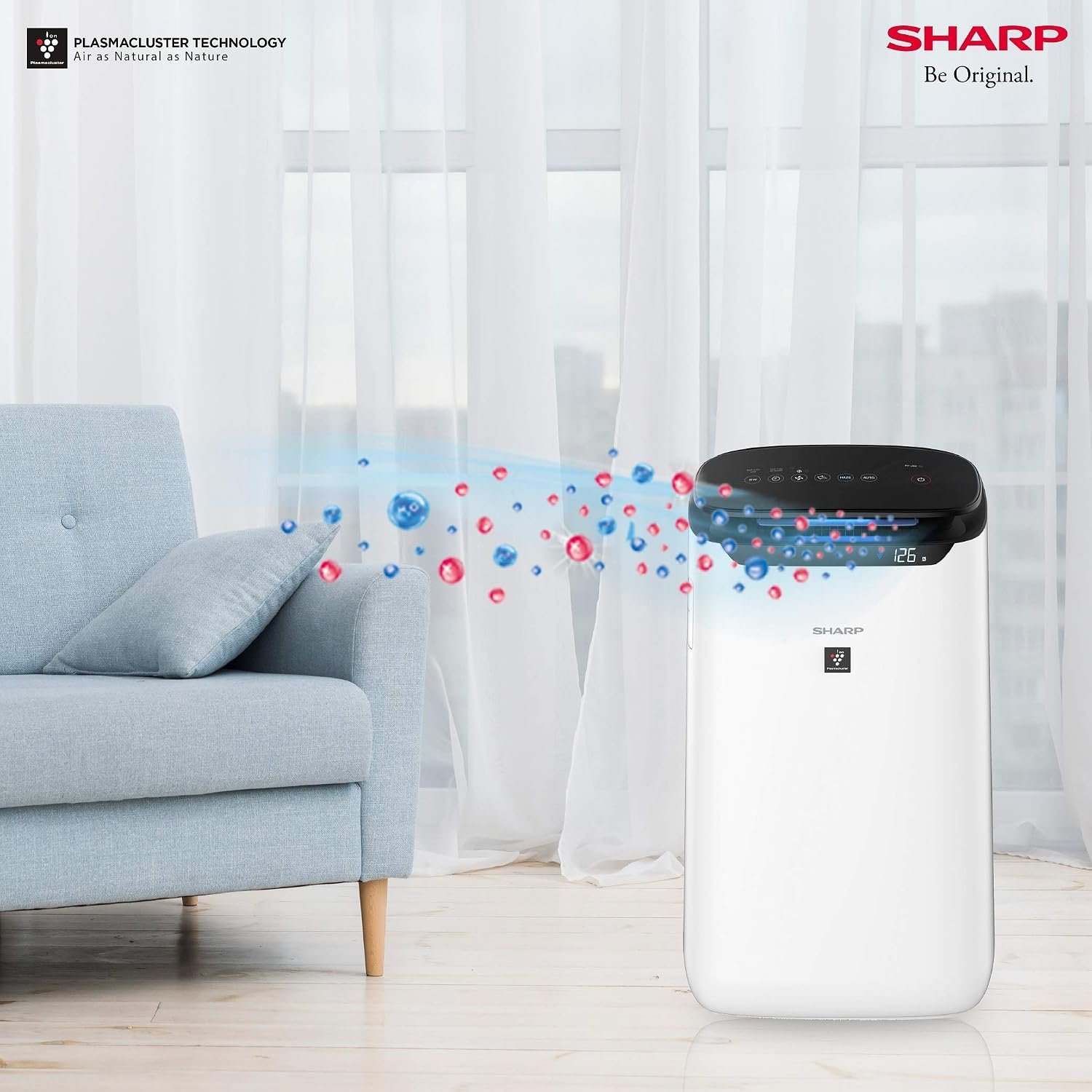 SHARP Wi-Fi Air Purifier with Plasmacluster Tech for Home & Office (FP-J60M-W) - Image 4