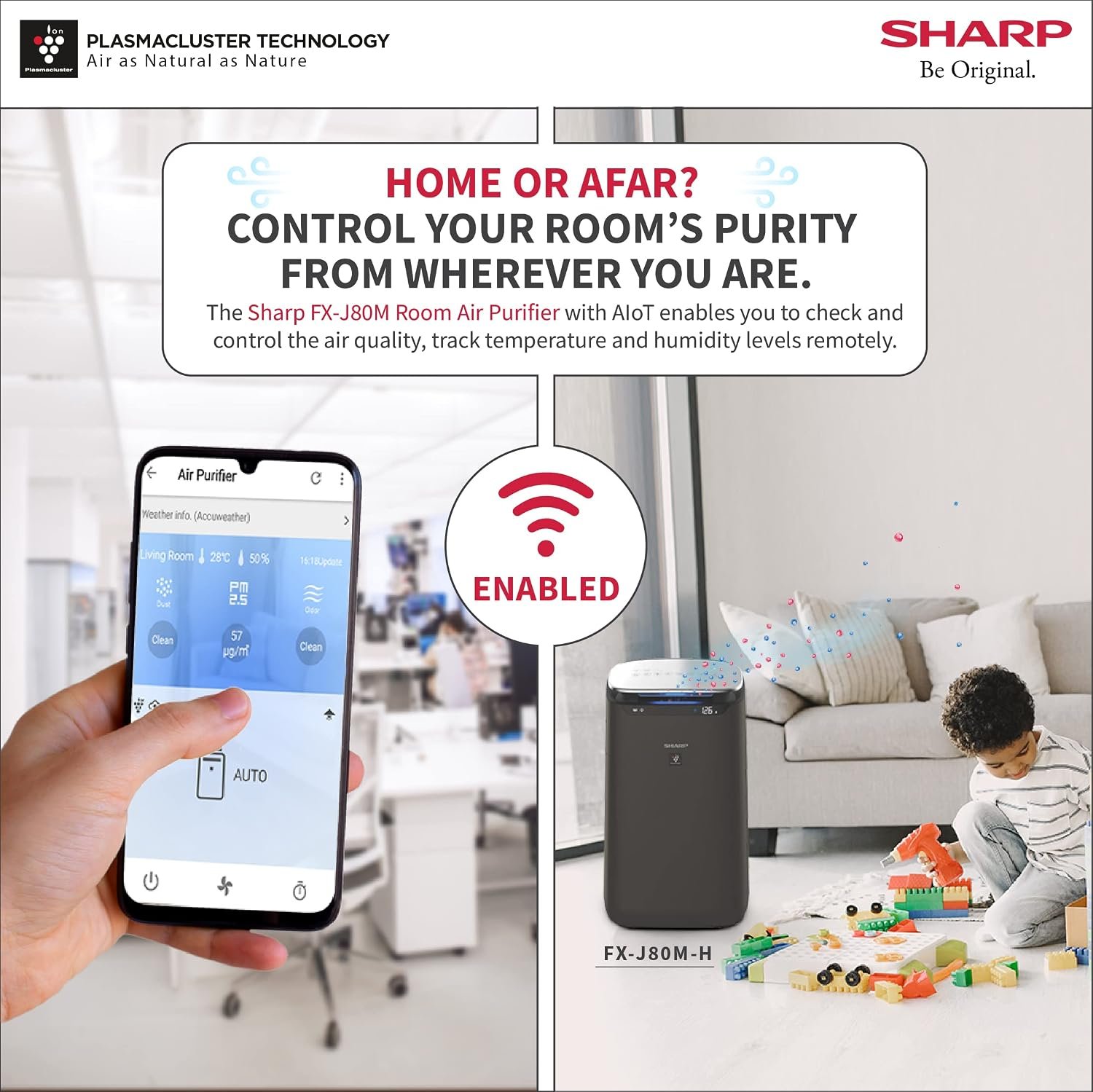 SHARP Air Purifier with Plasmacluster Tech for Home & Office (FX-J80M-H) - Image 3