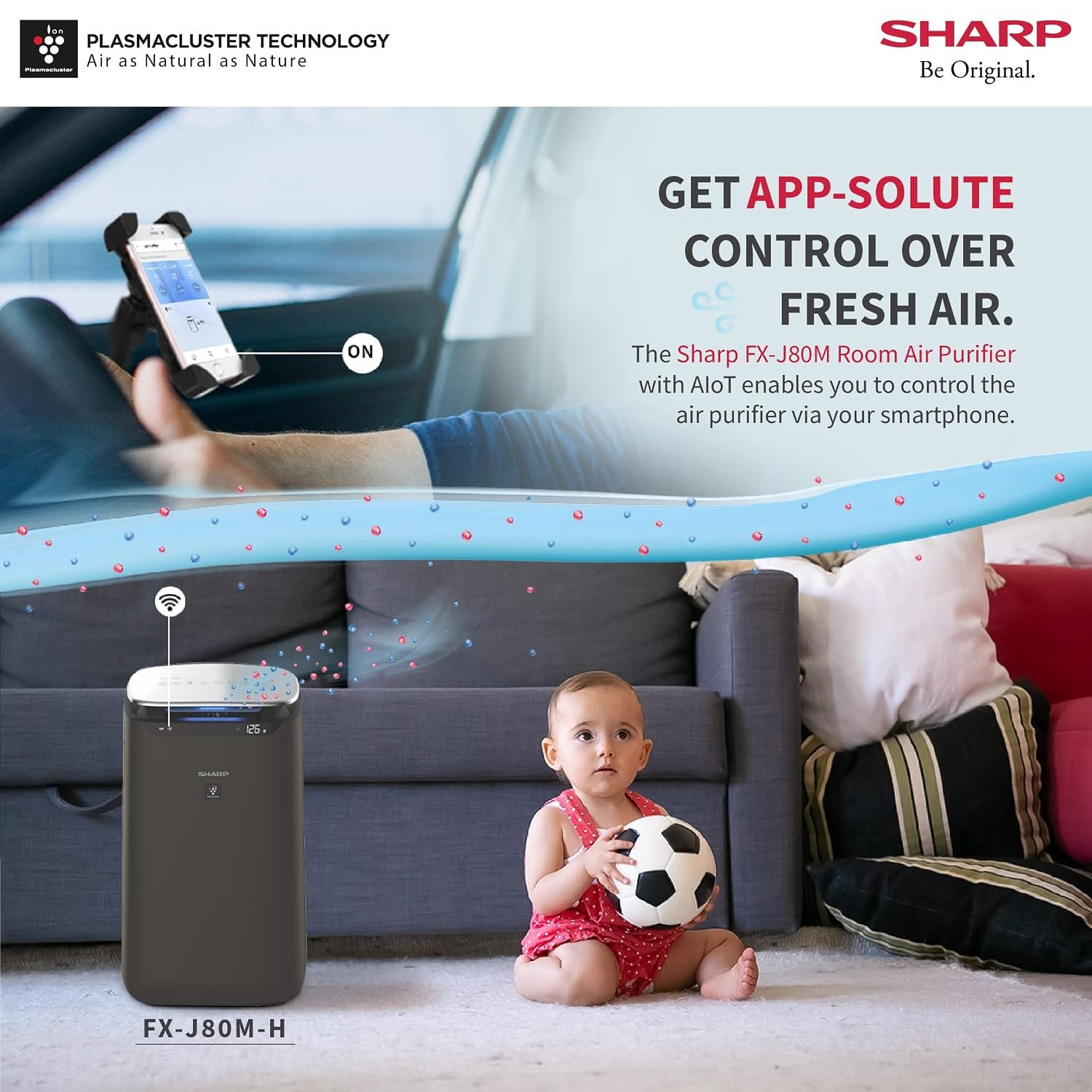 SHARP Air Purifier with Plasmacluster Tech for Home & Office (FX-J80M-H) - Image 4
