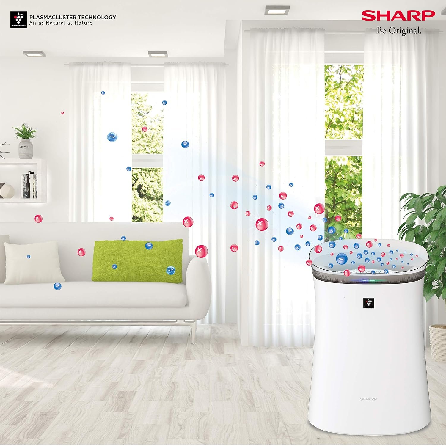 SHARP Air Purifier with Plasmacluster Tech for Home & Office (FP-F40E-W) - Image 2