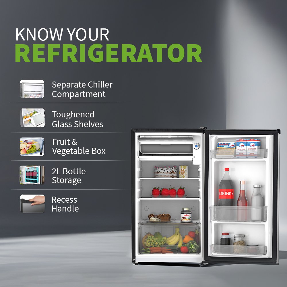 SHARP 92L 1 Star Single Door Refrigerator with Vegetable Box (SJ-MRW101N2-PSS) - Image 9