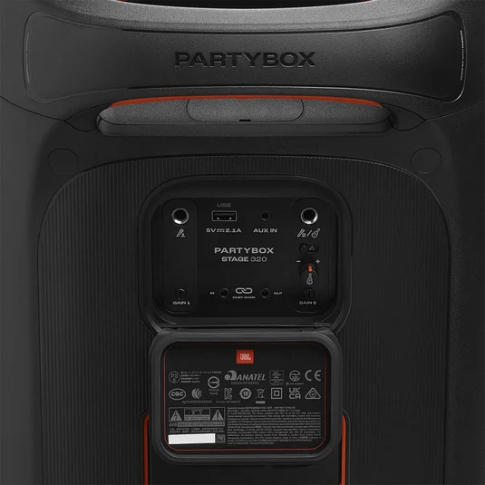 JBL PartyBox Stage 320 Portable 240W Party Speaker with Dynamic Lightshow, Dual Mic/Guitar Inputs & AI Sound Boost (Black) - Image 7