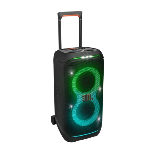 JBL PartyBox Stage 320 Portable 240W Party Speaker with Dynamic Lightshow, Dual Mic/Guitar Inputs & AI Sound Boost (Black)