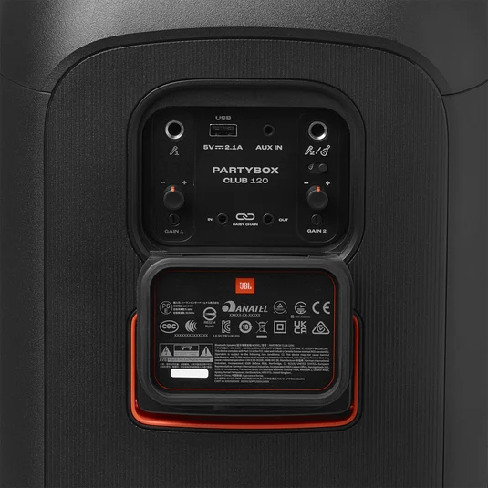 JBL PartyBox Club 120 Portable Party Speaker with Dynamic Lightshow, Dual Mic/Guitar Inputs & AI Sound Boost (160W, Black) - Image 8