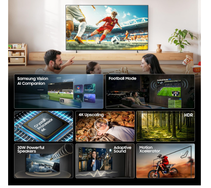 Samsung 55 Inches Crystal UHD 4K Samsung Vision AI Smart TV - Image 6
