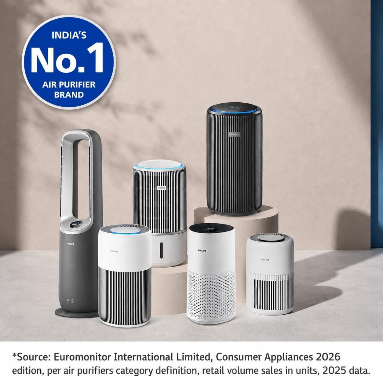 Philips Smart Air Purifier AC4221 – 3-Layer HEPA NanoProtect, AeraSense Sensor (Metallic) - Image 2