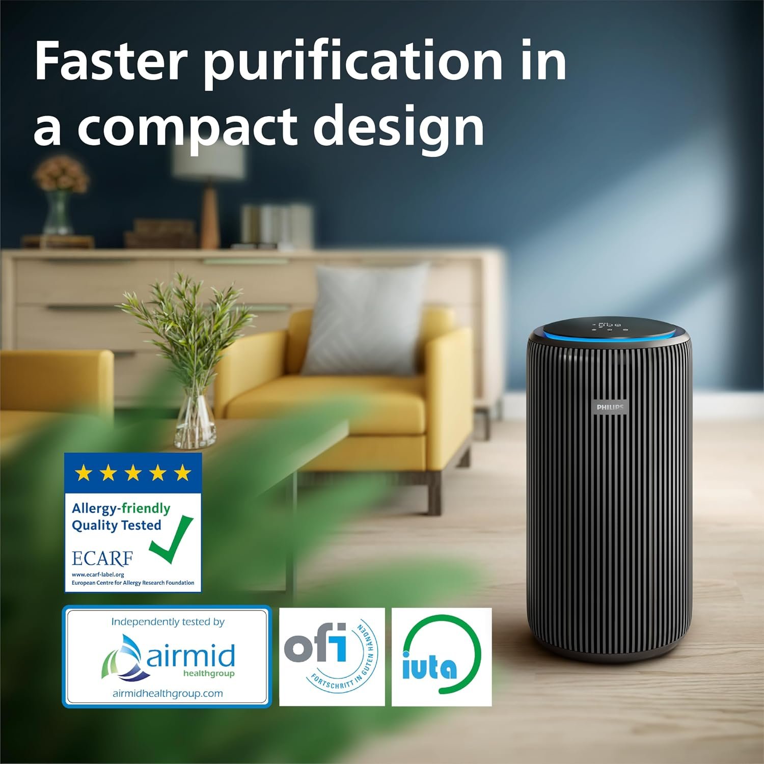 Philips Smart Air Purifier AC4221 – 3-Layer HEPA NanoProtect, AeraSense Sensor (Metallic) - Image 8